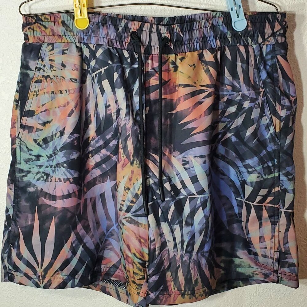 CSG Mens 2XL Swim Trunks Palm Cove Shorts Multi-Color Elastic Waist Drawstring - Picture 2 of 5